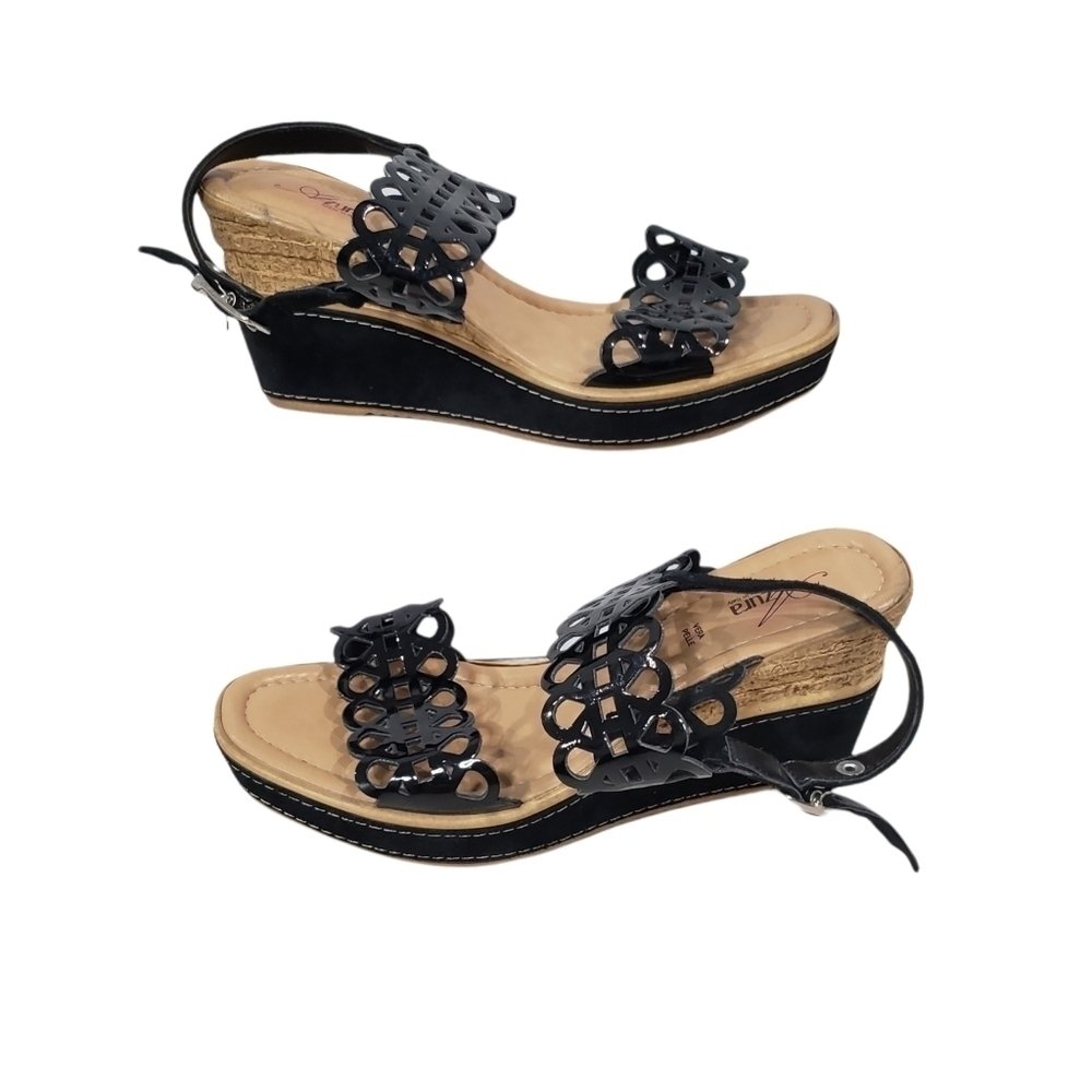 Azura Perforated Open Toe Strappy Wedge Sandals Size 39